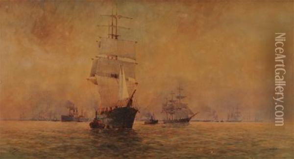 Newcastle Harbour Oil Painting - Frederick Elliot