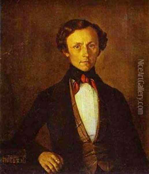 Portrait Of Va Preobrazhensky 1850s Oil Painting - Grigori Vasilievich Soroka