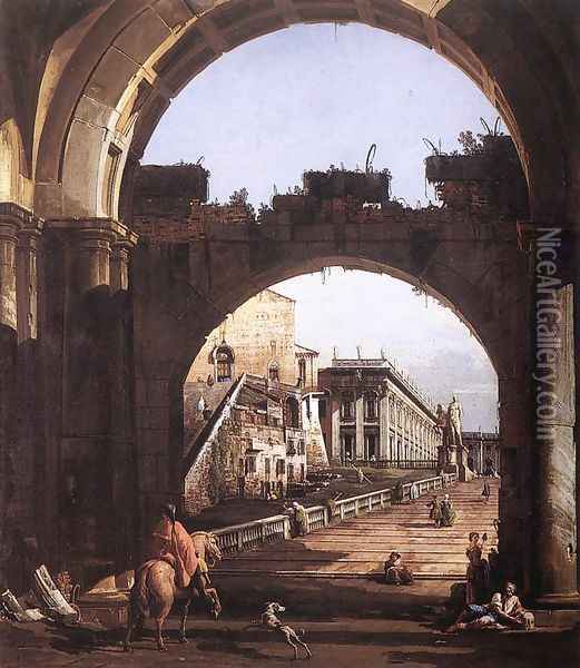 Capriccio of the Capitol Oil Painting - Bernardo Bellotto