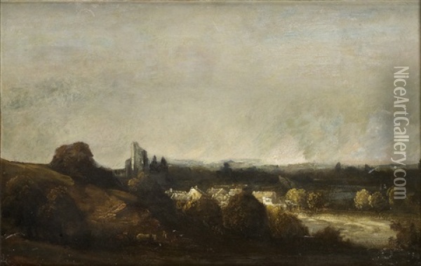 Paysage A La Ruine Oil Painting - Georges Michel