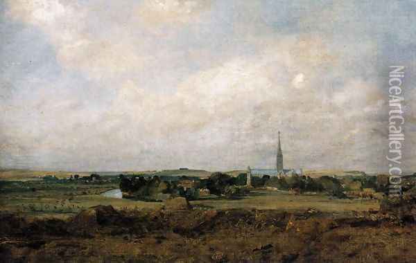View of Salisbury c. 1820 Oil Painting - John Constable