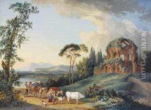 Le Temple De La Minerva Medica A Roma Oil Painting - Johann Gottlieb Hackert