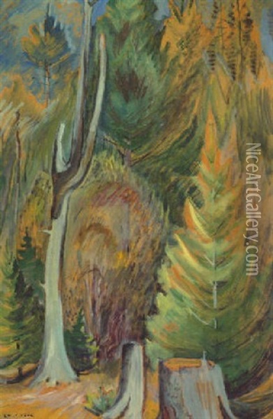 Westcoast Forest Edge Oil Painting - Emily Carr