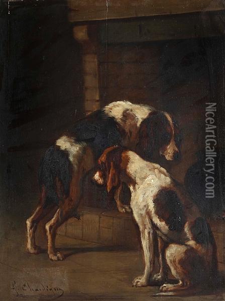 Study Of Two Hounds Oil Painting - Jules Chardigny