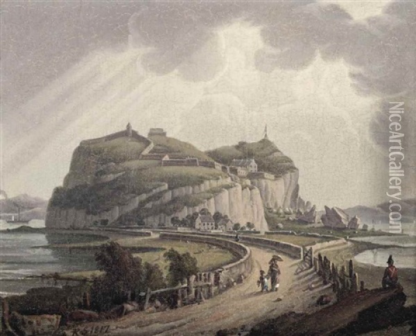 Dumbarton Castle On The Clyde Oil Painting - Robert Salmon
