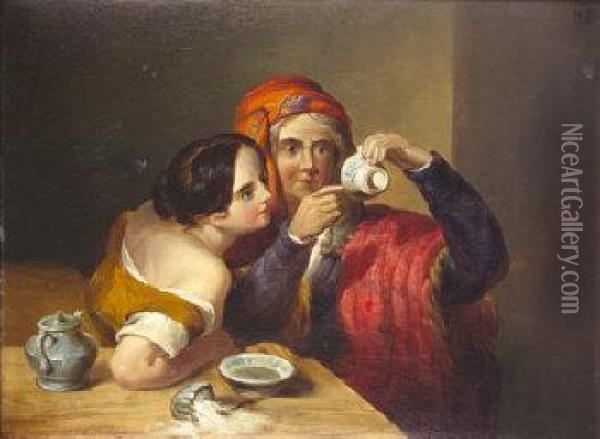 Fortune Telling By Cup Tossing Oil Painting - Nicholas Joseph Crowley