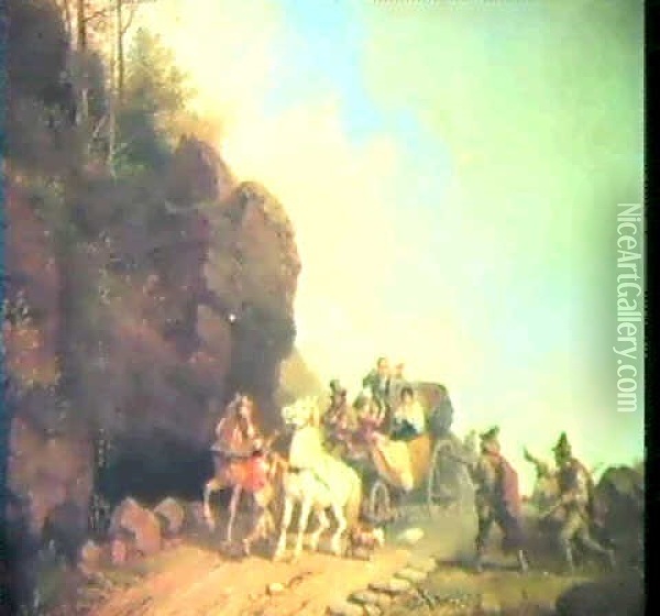 Oberfall Auf Eine Reisekutsche Oil Painting - Heinrich Buerkel
