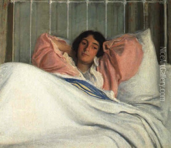 Portrait Of The Artist's Wife Edith Oil Painting - Joseph De Camp