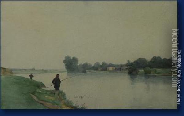 La Meuse A Wandre Oil Painting - Jean Cambresier