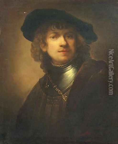 Self-portrait as a young man with a black beret Oil Painting - Rembrandt Van Rijn