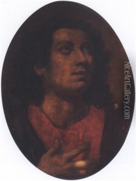 Head Of Saint John The Evangelist Looking Up Toward The Right Oil Painting - Antiveduto Grammatica