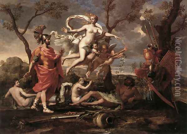 Venus Presenting Arms to Aeneas 1639 Oil Painting - Nicolas Poussin
