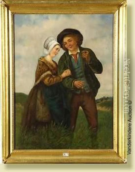 Couple De Paysans Endimanches Oil Painting - Adolphe De Villers