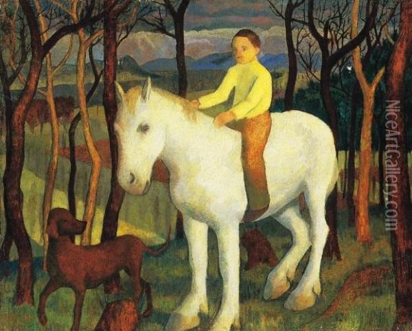 Spring (on A White Horse) Oil Painting - Endre Hegedus