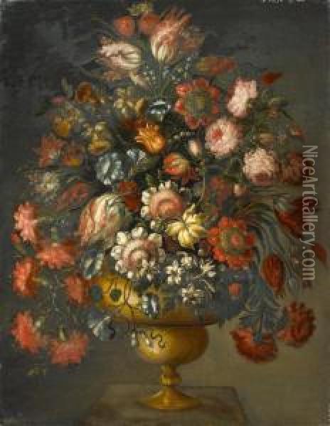 Still Life With Flowers Oil Painting - Andrea Scaccati