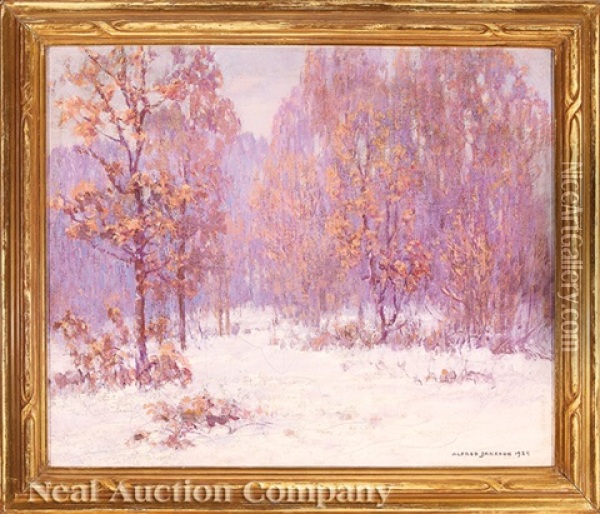 Impressionist Winter Landscape Oil Painting - Alfred Jansson