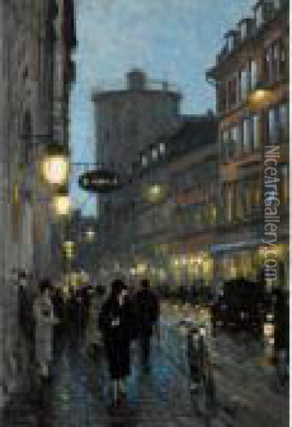 Aftenstemning (street At Evening) Oil Painting - Paul-Gustave Fischer