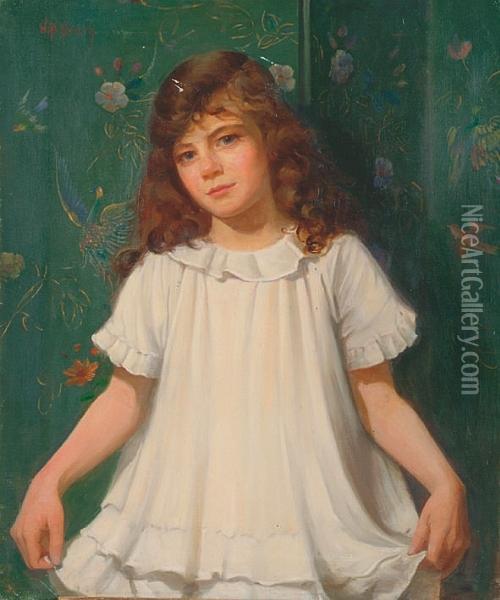 Girl In A White Dress Oil Painting - Walter Bonner Gash