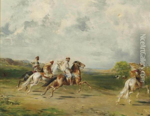 Arab Horsemen Oil Painting - Eugene Fromentin
