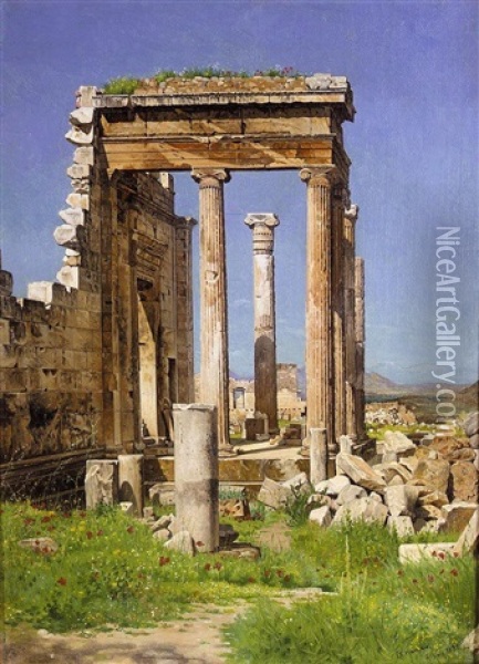 Akropolis, Athen (acropolis, Athens) Oil Painting - Josef Theodor Hansen