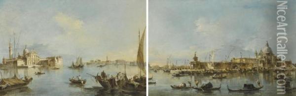 Venice, A View Of The Entrance To The Grand Canal Oil Painting - Francesco Guardi