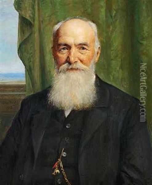 Portraet Af Oberstlojtnant V. A. Thalbitzer Oil Painting - Otto Bache