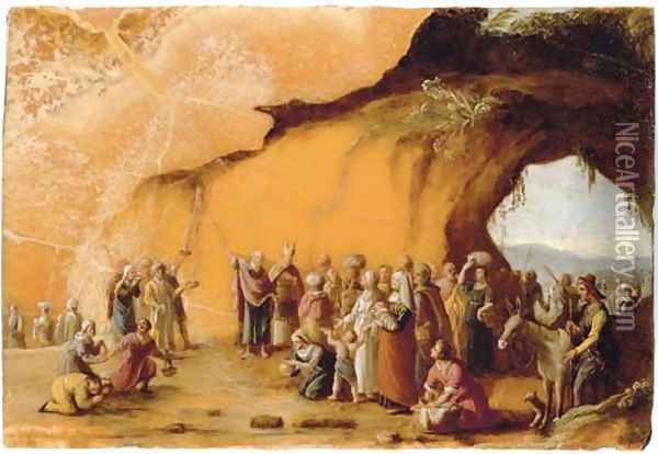 Moses Striking the Rock Oil Painting - Cornelis Van Poelenburgh