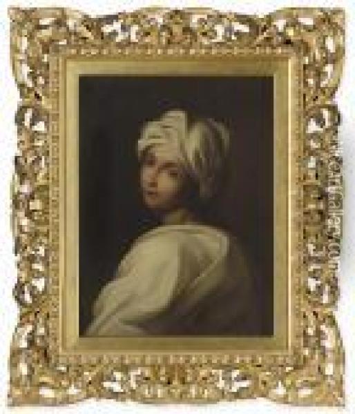 Portrait Of Beatrice Cenci, Bust-length, In A White Shawl And Headress Oil Painting - Guido Reni