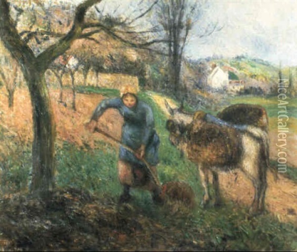 Paysage Avec Un Ane, Pointoise (l'engrais) Oil Painting - Camille Pissarro