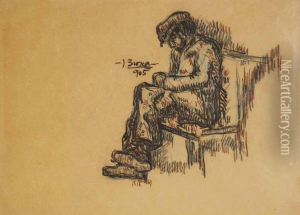 Hombre Sentando Oil Painting - Joaquin Biosca I Vila