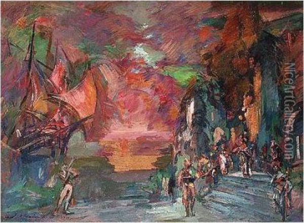 Stage Design For The Corsaire Oil Painting - Konstantin Alexeievitch Korovin