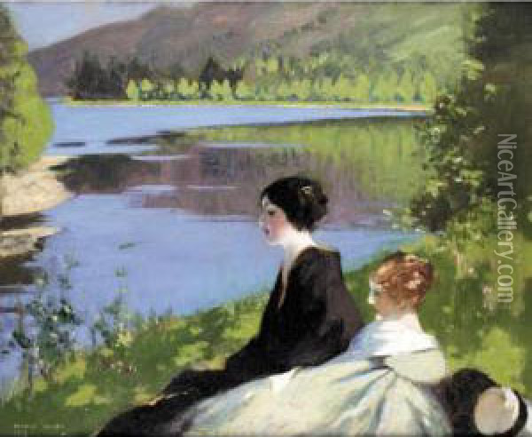 Resting By The Lake Oil Painting - George Henry