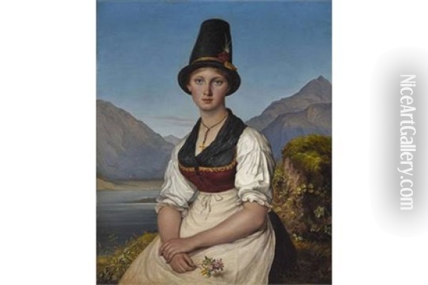 Madchen Vom Schliersee Oil Painting - Eduard von Heuss