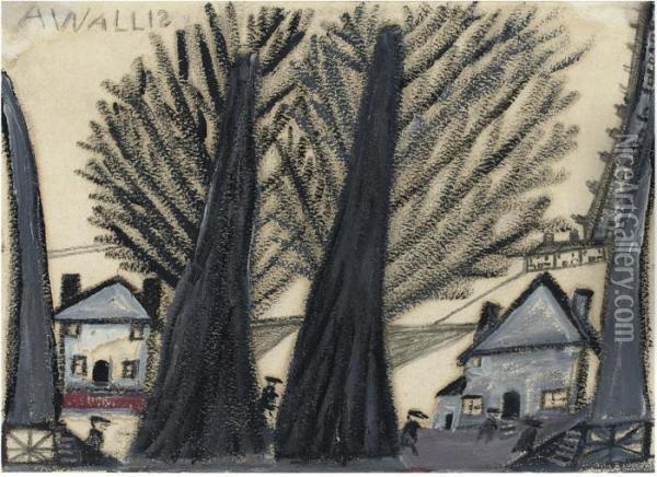 Two Trees Oil Painting - Alfred Wallis