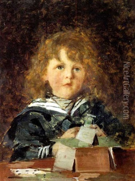 Portrait Of A.r. Dreoser, Junr., Aged 4 Oil Painting - Alexander M. Rossi