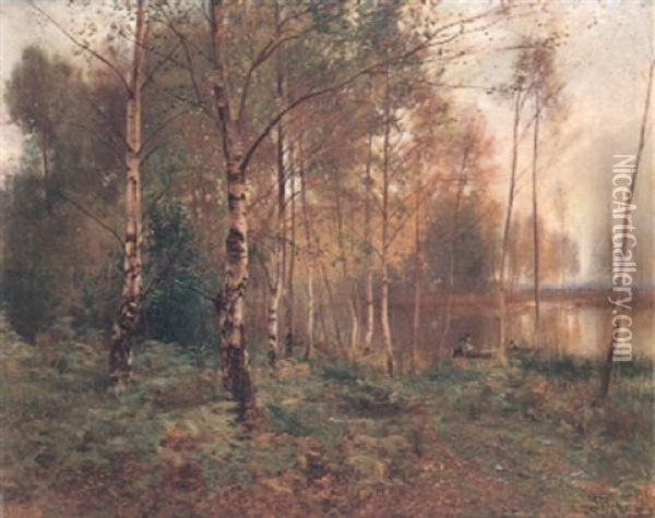 Misty Autumn Woods Oil Painting - Ernest Parton