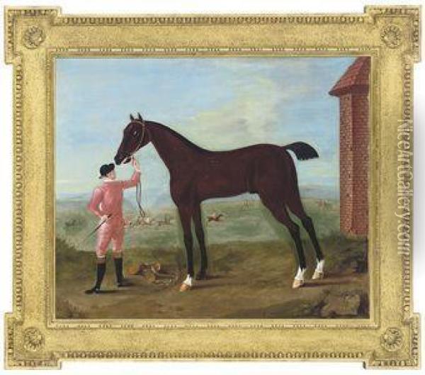 Hobgoblin Held By His Jockey At Newmarket Oil Painting - John Wootton