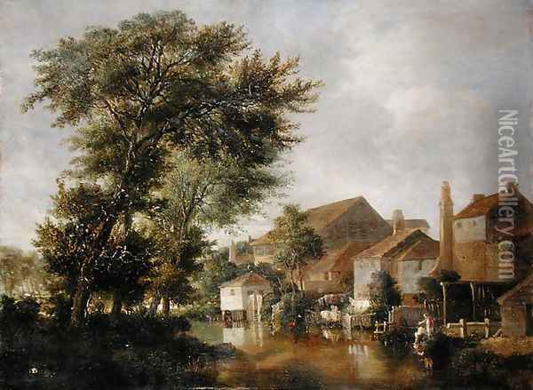 A River Scene, possibly at Norwich, c.1817 Oil Painting - John Crome