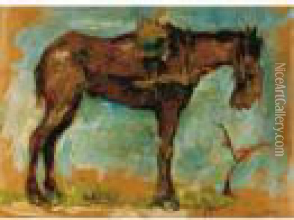 Il Cavallo Oil Painting - Giovanni Bartolena