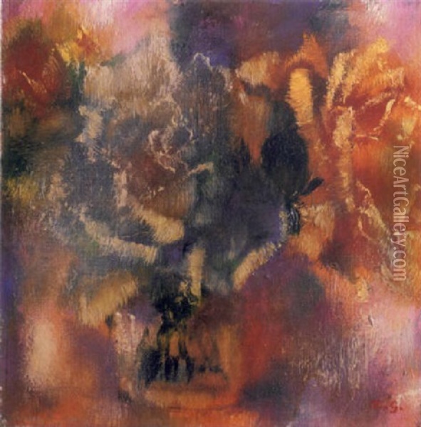 Rosen In Glasvase Oil Painting - Augusto Giacometti
