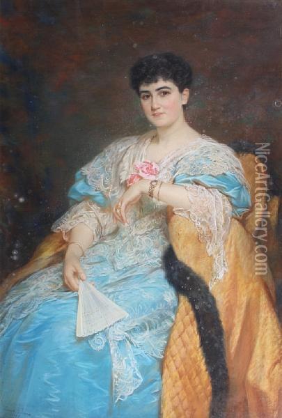 Portrait Of Mrs. Lushington Oil Painting - Edward Deanes