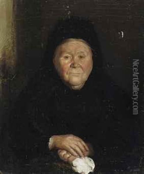 Portrait Of A Woman In Black Oil Painting - Harold Gilman