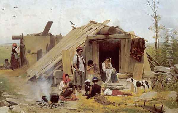 In the Gypsy Camp (Im Zigeunerlager) Oil Painting - Anton Kozakiewicz