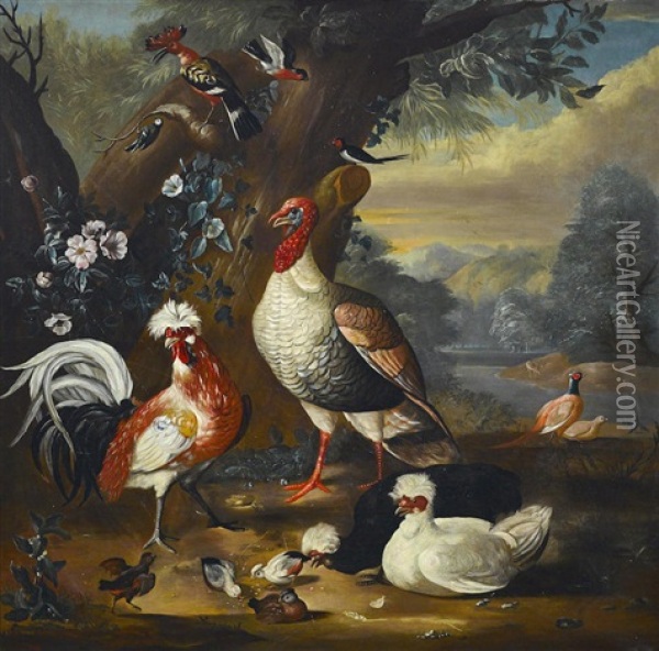Fowl In A Landscape Oil Painting - Pieter Casteels III