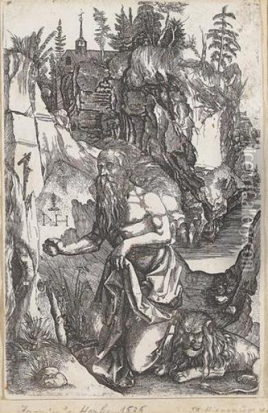 Der Hl. Hieronymus In Der Wuste. Oil Painting - Hieronymus Hopfer