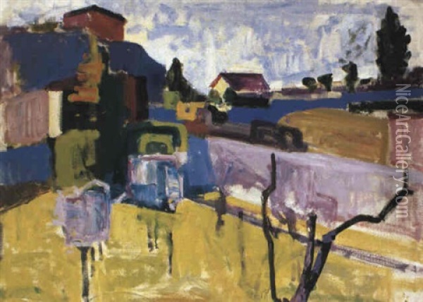 Landschaft Mit Hausern Oil Painting - Albert Mueller