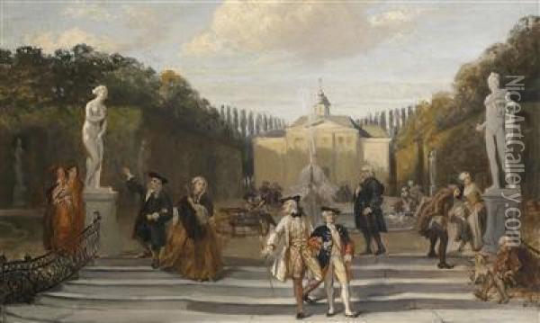 Genteelcompany In The Park Oil Painting - David Bles