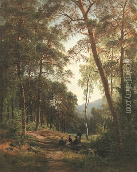 Rast Im Wald Oil Painting - Fritz Carl Werner Ebel