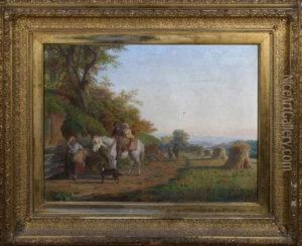 Harvest Time: The Day's Work Done Oil Painting - James Stokeld