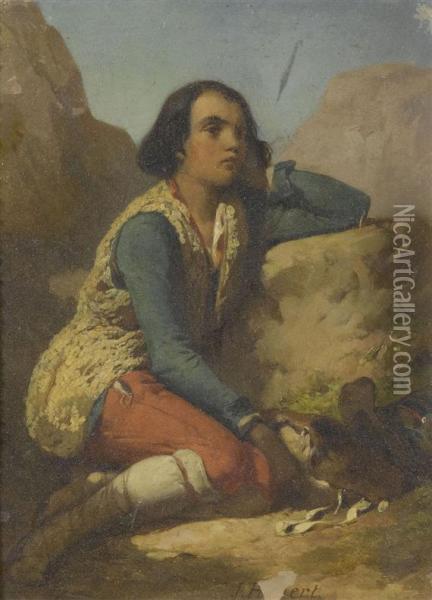 Seated Young Man Oil Painting - Jules Hebert